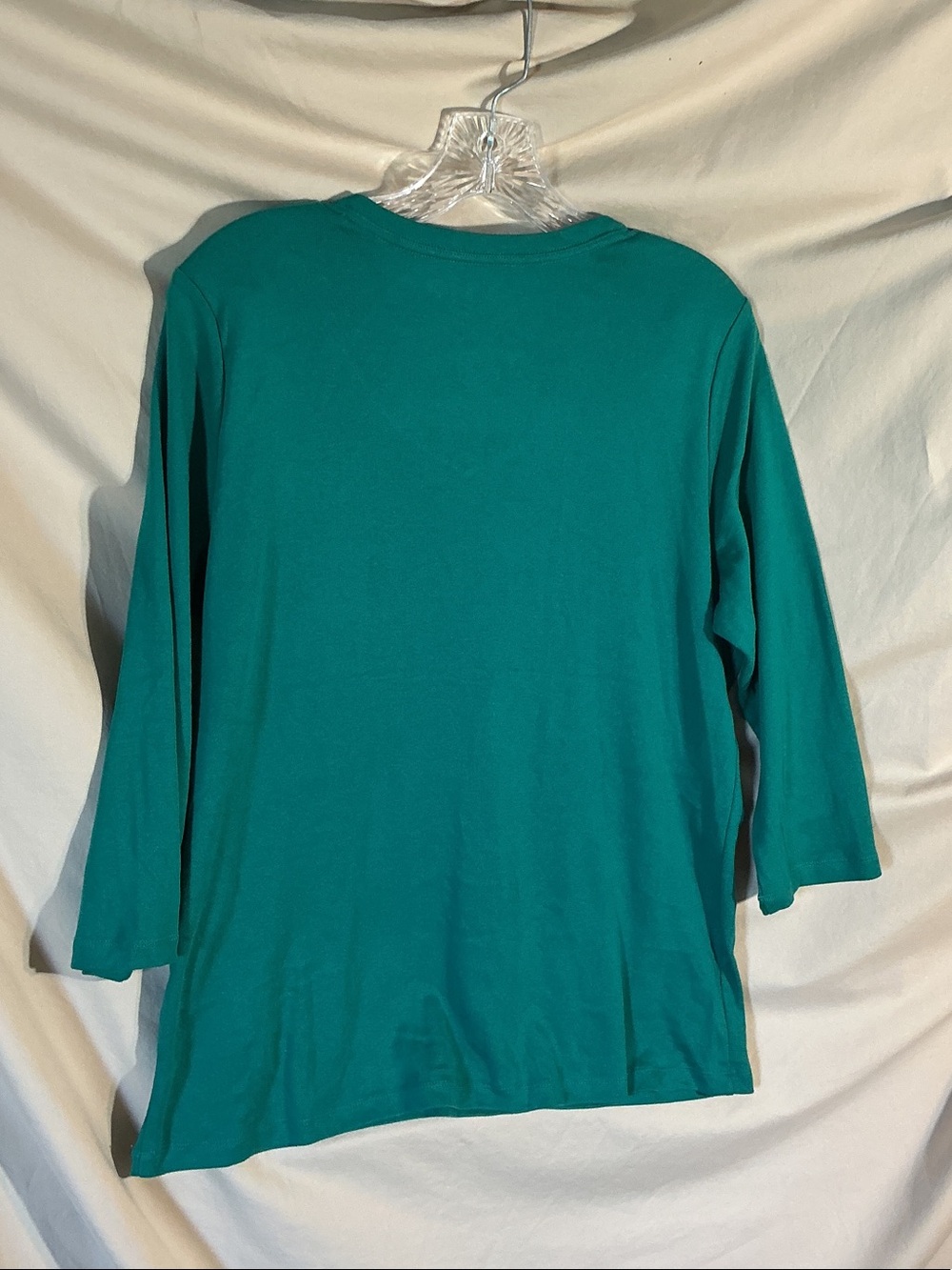 St. John's Bay Teal V-Neck 3/4 Sleeve Knit Top - Picture 3 of 7